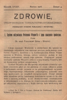 Zdrowie: organ Warsz. Towarzystwa Hygienicznego, poświęcony hygienie publicznej i prywatnej 1918, R. XXXIV, z. 3