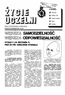 Życie Uczelni : biuletyn informacyjny Politechniki Ł&oacute;dzkiej nr 20 (1990) [PDF]