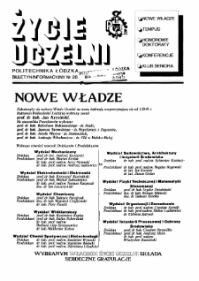 Życie Uczelni : biuletyn informacyjny Politechniki Ł&oacute;dzkiej nr 28 (1993) [PDF]