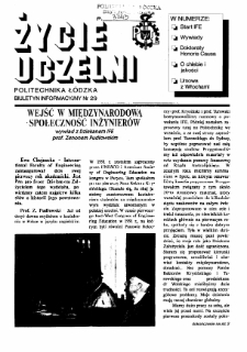 Życie Uczelni : biuletyn informacyjny Politechniki Ł&oacute;dzkiej nr 29 (1993) [PDF]