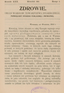 Zdrowie: organ Warsz. Towarzystwa Hygienicznego, poświęcony hygienie publicznej i prywatnej 1914, R. XXX, z. 9