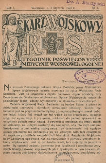 Lekarz wojskowy: tygodnik poświęcony medycynie wojskowej i ogólnej 1920, R. 1, nr 1