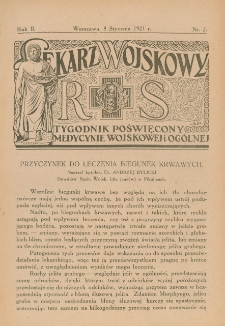 Lekarz wojskowy: tygodnik poświęcony medycynie wojskowej i ogólnej 1921, R. 2, nr 2