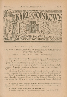 Lekarz wojskowy: tygodnik poświęcony medycynie wojskowej i ogólnej 1921, R. 2, nr 4
