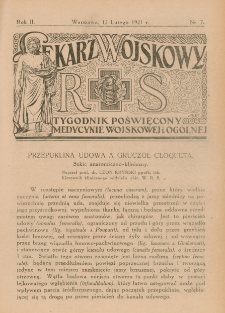 Lekarz wojskowy: tygodnik poświęcony medycynie wojskowej i ogólnej 1921, R. II, nr 7