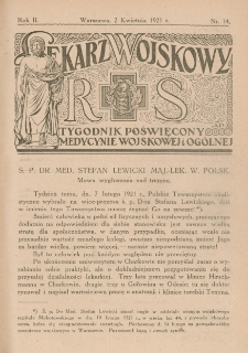 Lekarz wojskowy: tygodnik poświęcony medycynie wojskowej i ogólnej 1921, R. II, nr 14