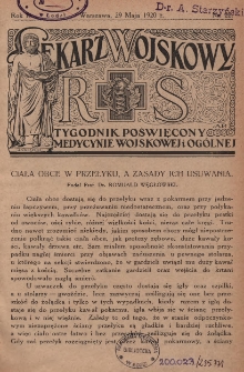 Lekarz wojskowy: tygodnik poświęcony medycynie wojskowej i ogólnej 1920, R. 1, nr22