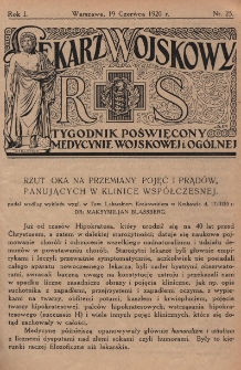 Lekarz wojskowy: tygodnik poświęcony medycynie wojskowej i ogólnej 1920, R. 1, nr 25