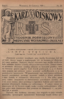 Lekarz wojskowy: tygodnik poświęcony medycynie wojskowej i ogólnej 1920, R. 1, nr 26
