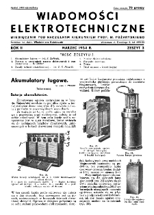 Wiadomości Elektrotechniczne : miesięcznik pod naczelną redakcją prof. M. Pożaryskiego. R. II nr 3 (1934)