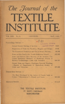 The Journal of the Textile Institute Vol. XIII No. 5 (1922)