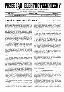 Przegląd Elektrotechniczny : organ Stowarzyszenia Elektrotechnik&oacute;w Polskich R. XVIII z. 17 (1936)