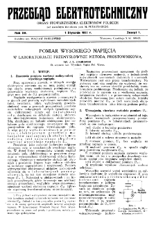 Przegląd Elektrotechniczny : organ Stowarzyszenia Elektrotechnik&oacute;w Polskich R. XV z. 1 (1933)
