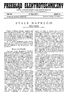 Przegląd Elektrotechniczny : organ Stowarzyszenia Elektrotechnik&oacute;w Polskich R. XV z. 10 (1933)