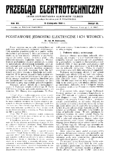 Przegląd Elektrotechniczny : organ Stowarzyszenia Elektrotechnik&oacute;w Polskich R. XV z. 22 (1933)
