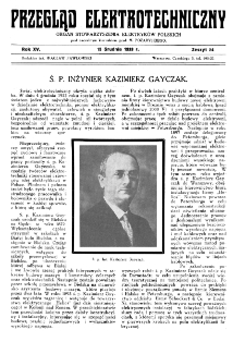 Przegląd Elektrotechniczny : organ Stowarzyszenia Elektrotechnik&oacute;w Polskich R. XV z. 24 (1933)