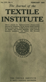 The Journal of the Textile Institute Vol. XVI No. 2 (1925)