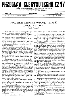 Przegląd Elektrotechniczny : organ Stowarzyszenia Elektrotechnik&oacute;w Polskich R. XIII z. 15 (1931)