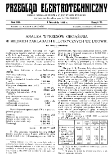 Przegląd Elektrotechniczny : organ Stowarzyszenia Elektrotechnik&oacute;w Polskich R. XIII z. 17 (1931)