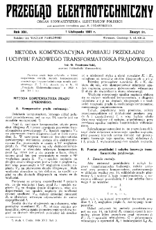 Przegląd Elektrotechniczny : organ Stowarzyszenia Elektrotechnik&oacute;w Polskich R. XIII z. 21 (1931)