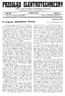 Przegląd Elektrotechniczny : organ Stowarzyszenia Elektrotechnik&oacute;w Polskich R. XIX z. 5 (1937)