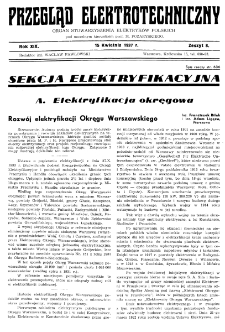 Przegląd Elektrotechniczny : organ Stowarzyszenia Elektrotechnik&oacute;w Polskich R. XIX z. 8 (1937)