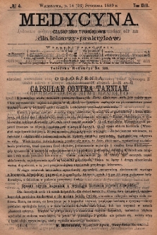 Medycyna : czasopismo tygodniowe dla lekarzy praktyk&oacute;w 1889, T. XVII, nr 4