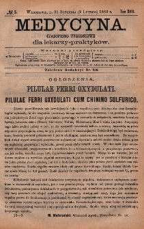 Medycyna : czasopismo tygodniowe dla lekarzy praktyk&oacute;w 1889, T. XVII, nr 5