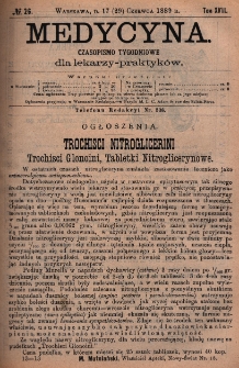 Medycyna : czasopismo tygodniowe dla lekarzy praktyk&oacute;w 1889, T. XVII, nr 26