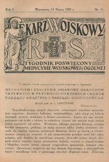 Lekarz wojskowy: tygodnik poświęcony medycynie wojskowej i ogólnej 1920, R. 1, nr 11
