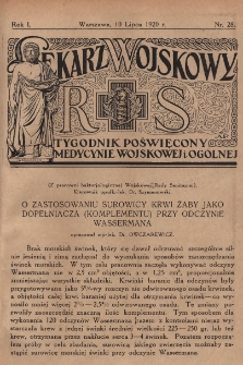 Lekarz wojskowy: tygodnik poświęcony medycynie wojskowej i ogólnej 1920, R. 1, nr 28