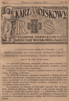 Lekarz wojskowy: tygodnik poświęcony medycynie wojskowej i ogólnej 1920, R. 1, nr 32