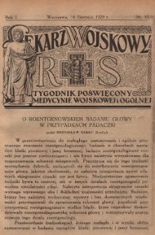 Lekarz wojskowy: tygodnik poświęcony medycynie wojskowej i ogólnej 1920, R. 1, nr 33