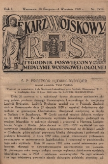 Lekarz wojskowy: tygodnik poświęcony medycynie wojskowej i ogólnej 1920, R. 1, nr 35/36