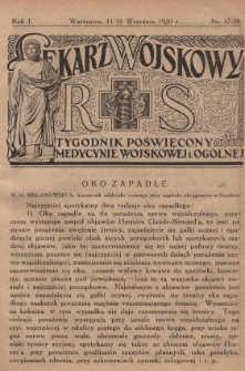 Lekarz wojskowy: tygodnik poświęcony medycynie wojskowej i ogólnej 1920, R. 1, nr 37/38