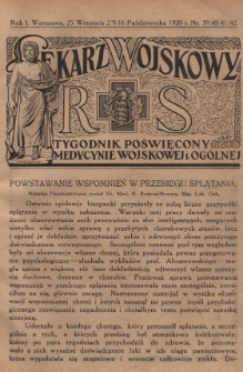 Lekarz wojskowy: tygodnik poświęcony medycynie wojskowej i ogólnej 1920, R. 1, nr 39-42