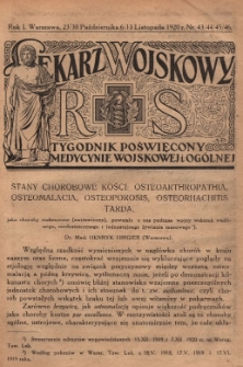 Lekarz wojskowy: tygodnik poświęcony medycynie wojskowej i ogólnej 1920, R. 1, nr 43-46