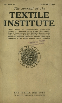 The Journal of the Textile Institute Vol. XXII No. 1 (1931)