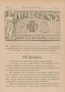 Lekarz wojskowy: tygodnik poświęcony medycynie wojskowej i ogólnej 1921, R. II, nr 19