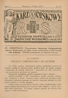 Lekarz wojskowy: tygodnik poświęcony medycynie wojskowej i ogólnej 1921, R. II, nr 21