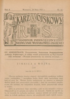 Lekarz wojskowy: tygodnik poświęcony medycynie wojskowej i ogólnej 1921, R. II, nr 22