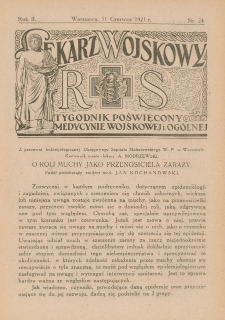 Lekarz wojskowy: tygodnik poświęcony medycynie wojskowej i ogólnej 1921, R. II, nr 24