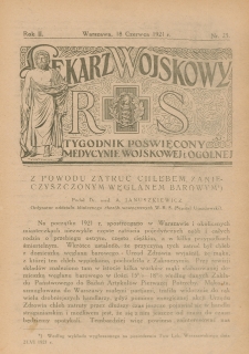 Lekarz wojskowy: tygodnik poświęcony medycynie wojskowej i ogólnej 1921, R. II, nr 25