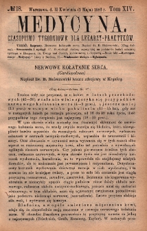 Medycyna : czasopismo tygodniowe dla lekarzy praktyk&oacute;w 1886, T. XIV, nr 18