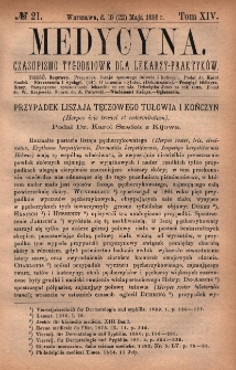 Medycyna : czasopismo tygodniowe dla lekarzy praktyk&oacute;w 1886, T. XIV, nr 21