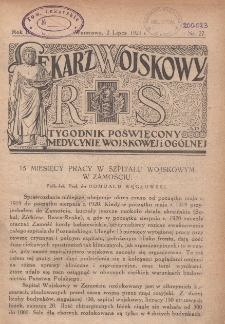 Lekarz wojskowy: tygodnik poświęcony medycynie wojskowej i ogólnej 1921, R. II, nr 27