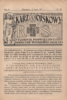 Lekarz wojskowy: tygodnik poświęcony medycynie wojskowej i ogólnej 1921, R. II, nr 29