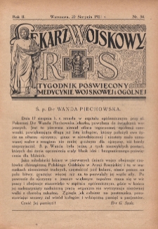 Lekarz wojskowy: tygodnik poświęcony medycynie wojskowej i ogólnej 1921, R. II, nr 34