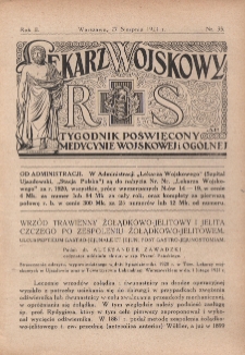 Lekarz wojskowy: tygodnik poświęcony medycynie wojskowej i ogólnej 1921, R. II, nr 35