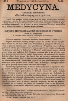 Medycyna : czasopismo tygodniowe dla lekarzy praktyk&oacute;w 1887, T.XV, nr 8